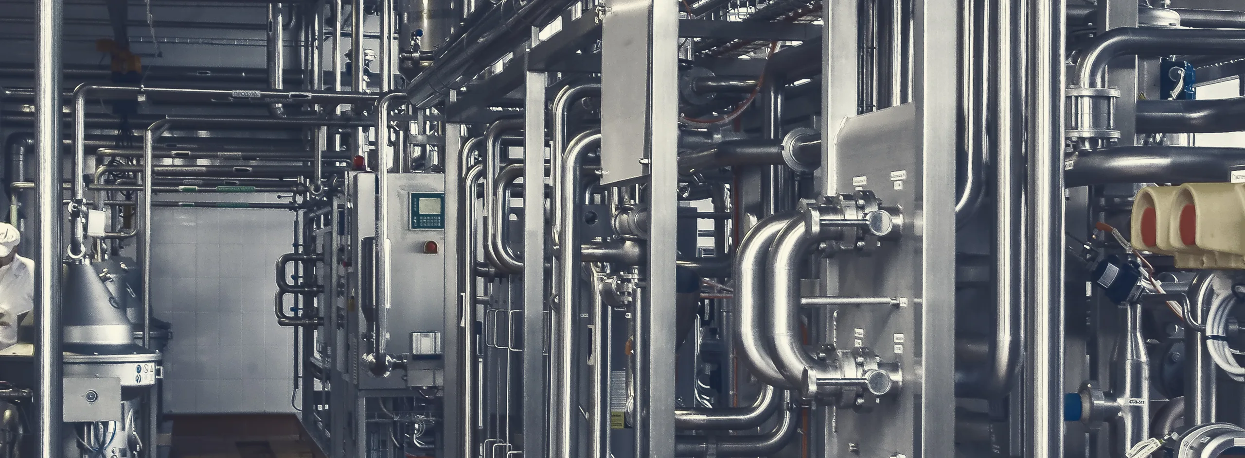 Stainless steel pipework in a chemical plant