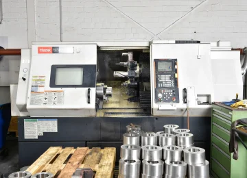 Mazak CNC lathes with machined parts