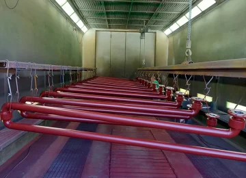 Pipework in an industrial hall