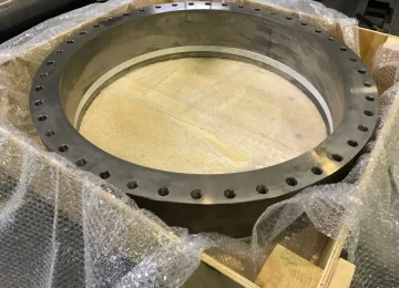 Large flanged swivel joint in its packaging