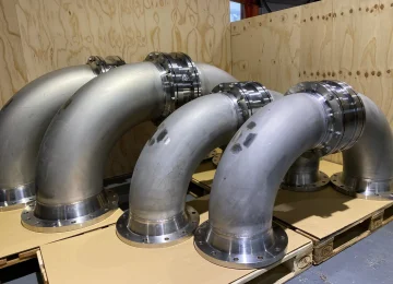 Large stainless steel swivel joint elbows